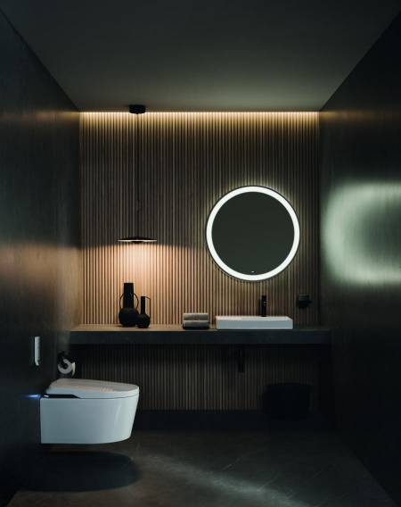 Ανακαίνιση μπάνιου με στρογγυλό καθρέφτη με φωτισμό 